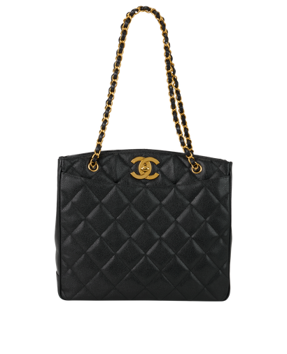 Vintage Chain Shoulder Bag, £2,200, Handbags, Black, Caviar Leather, Front view